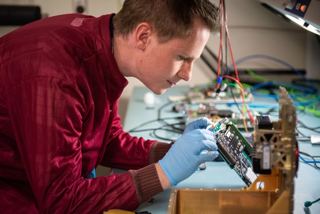 Engineer working on hardware